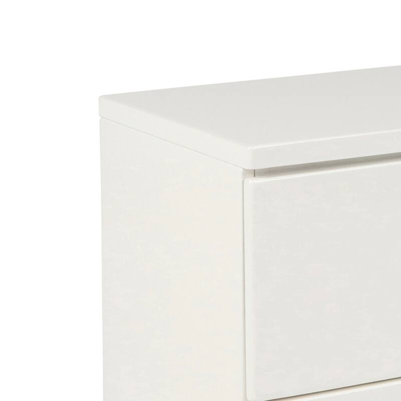 White 2 Drawer 15.25 in. W Nightstand with Bar Metal Handles