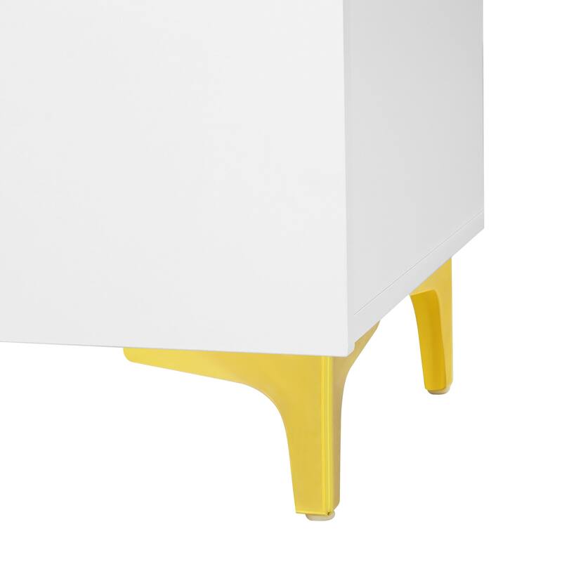 55" Sideboard Storage Cabinet with Adjustable Shelves, Glossy Finish