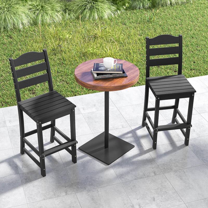 Costway Outdoor HDPE Bar Stool Patio Tall Chair Backrest Footrest All - See Details