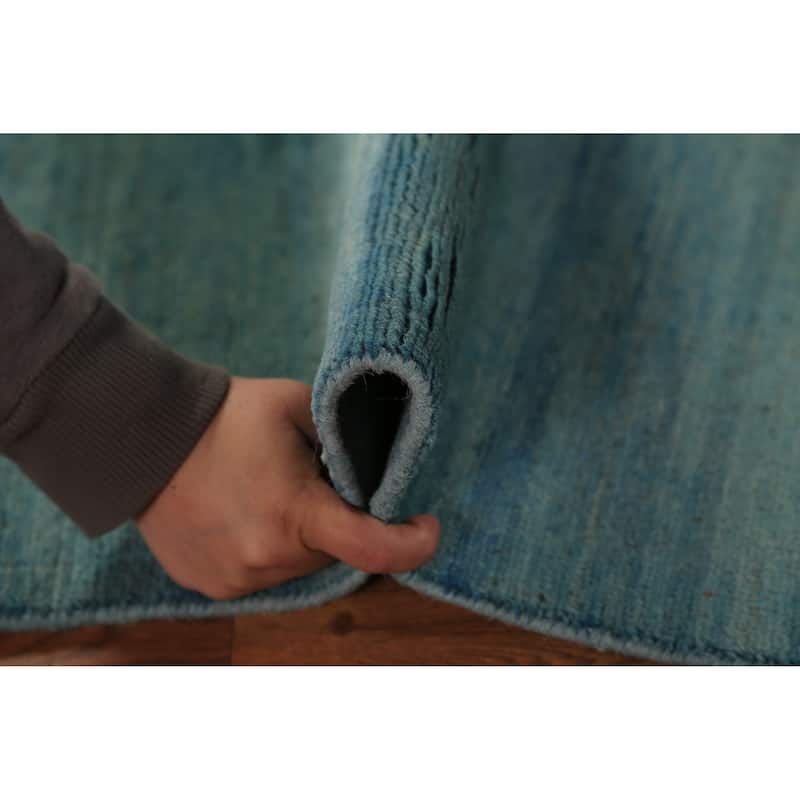 Blue Striped Gabbeh Modern Rug Handmade Wool Carpet - 2'8" x 4'1"