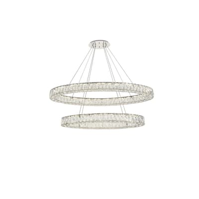 Madelyn Integrated LED light Chrome Chandelier Clear Royal Cut Crystal - 48"W X 11.8"H