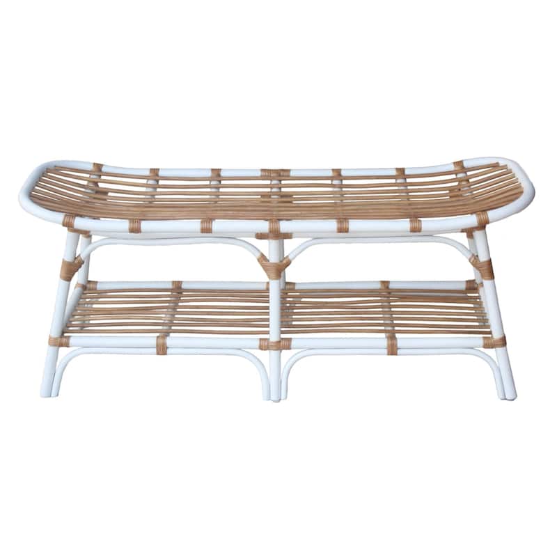 NPD Furniture Damara Rattan Bench with Shelf