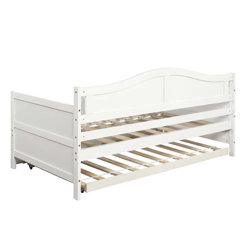 White High-Quality Pine Twin Daybed with Trundle, Sofa Bed