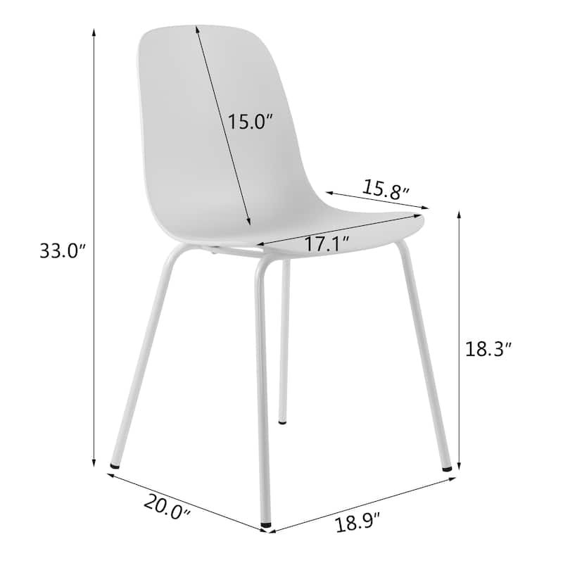 Modern Plastic Dining Chairs Industrial Side Chairs with Metal Legs Set of 2