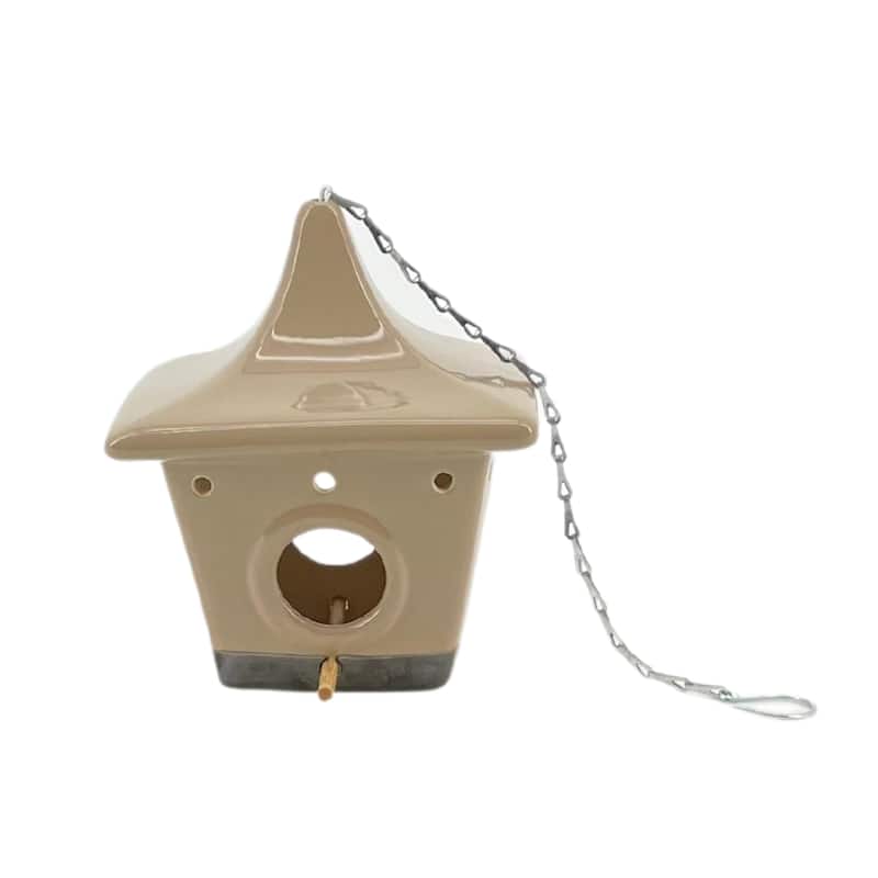 Ceramic 9-Inch Square Pagoda Birdhouse