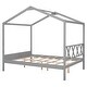 preview thumbnail 32 of 36, Full Size Wood House Bed with Storage Space and Roof