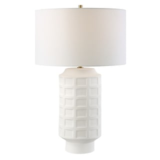 Uttermost Window Pane White Table Lamp - 28"H,   Shade 10"H x 17"Dia.
