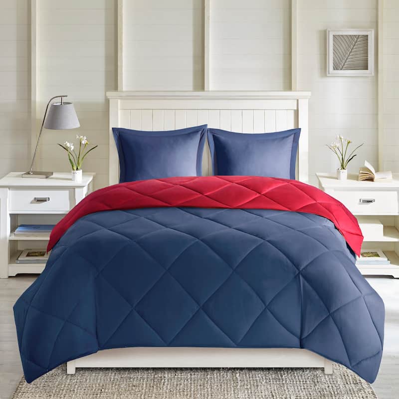 Madison Park Essentials Windsor 3M Scotchgard Diamond Quilting Reversible Down Alternative Comforter Set