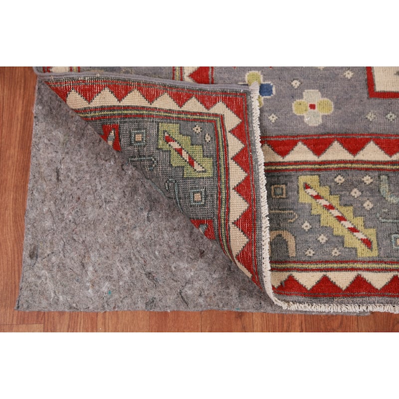 Hand Knotted Oriental 100% Wool Carpet Traditional Medallion Greys & Charcoal Kazak Area Rug - 9' 3'' X 8' 3''