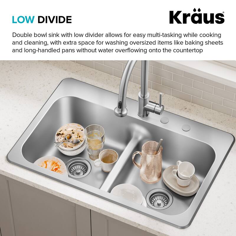 KRAUS Premier Drop In Top Mount 18 gauge Stainless Steel Kitchen Sink
