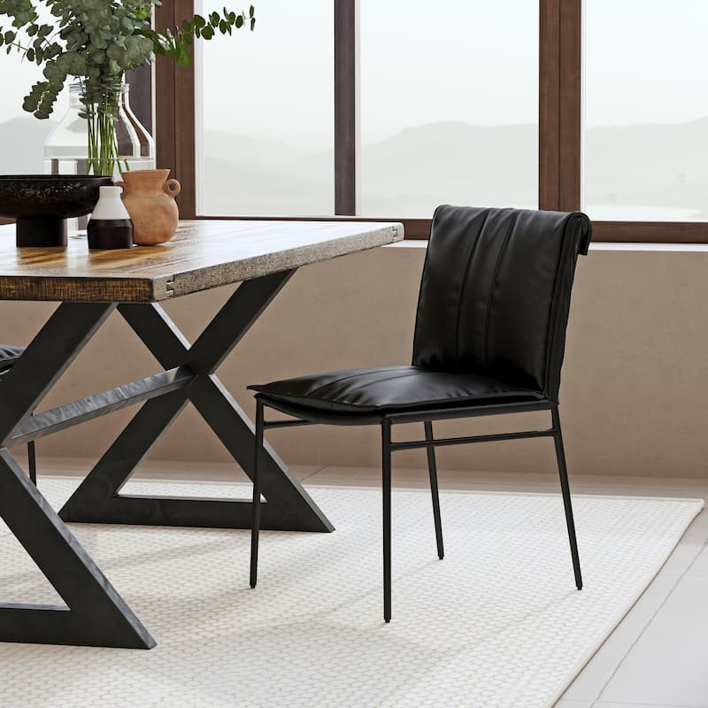 Classic Home Tuscan Genuine Leather Dining Chair (Set of 2) - Black