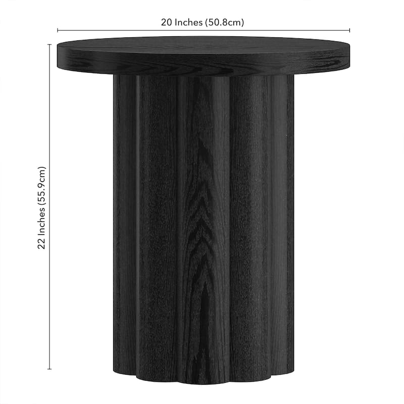 Olie 20" Wide Round Fluted Side Table - 20" Wide