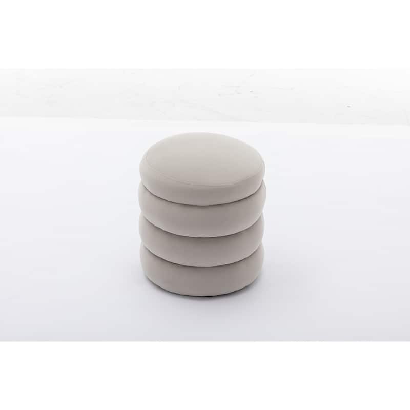 Soft Velvet Round Ottoman Footrest Stool