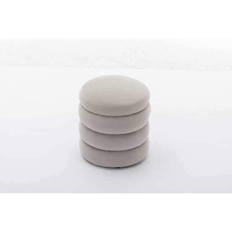 Velvet Round Footrest Ottoman