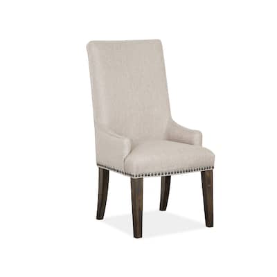 Magnussen Home Bellamy Peppercorn Upholstered Host Chair Two Pack - 23''W x 29''D x 45''H