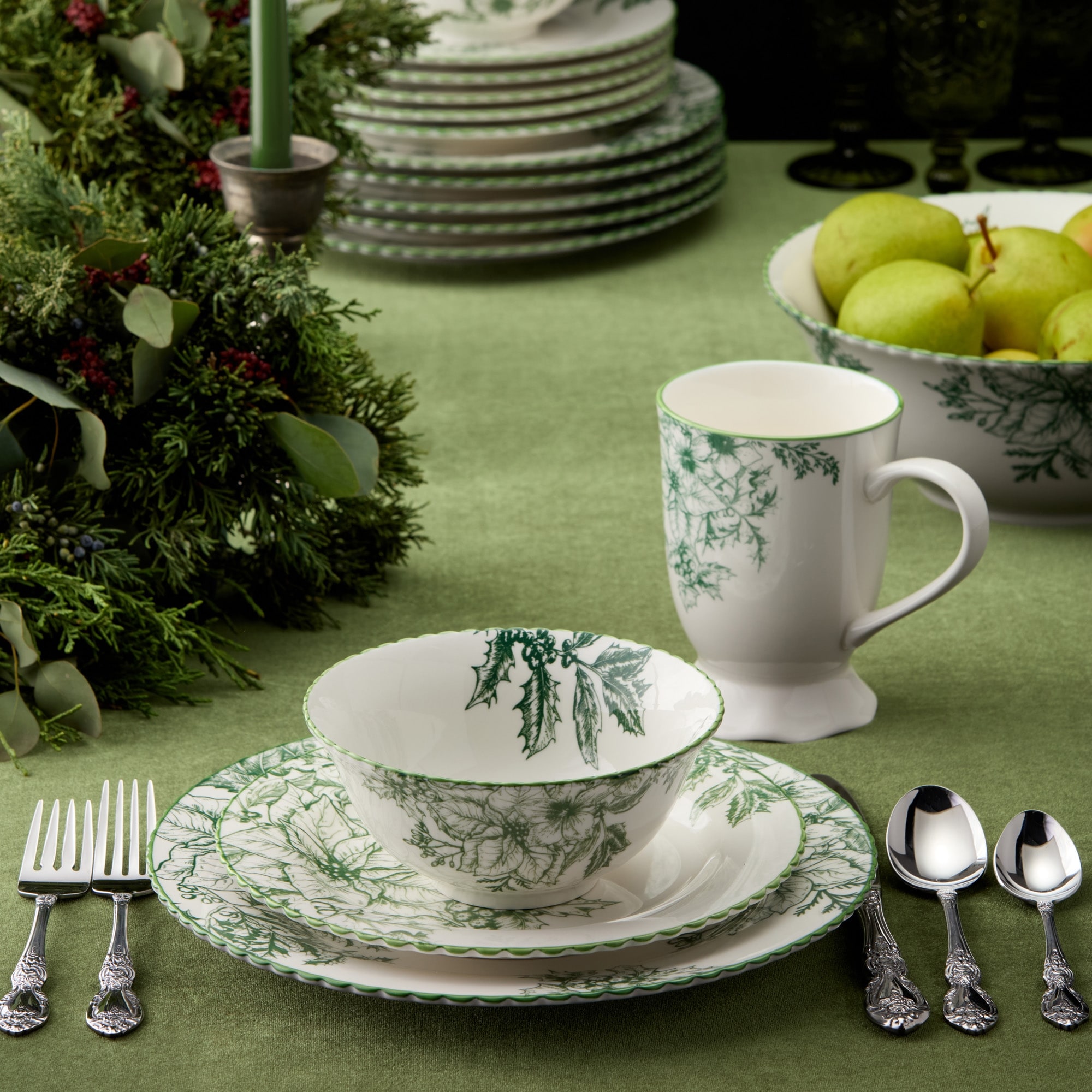 Certified International Winter Evergreen Dinner Plates, Set of 6