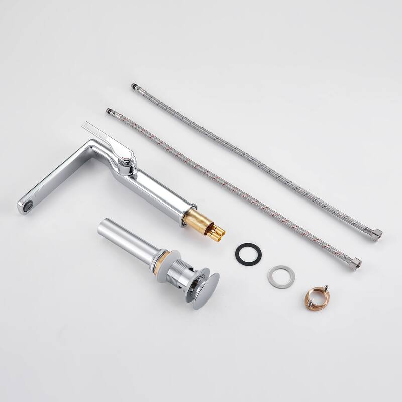 10-1/4"H Solid Brass Single-handle Bathroom Sink Faucet Optional Drain Assembly