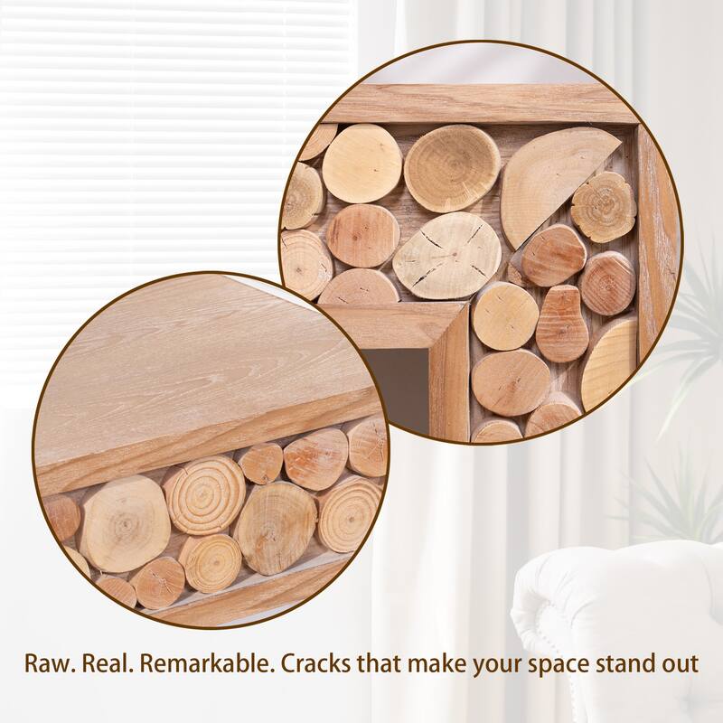 Roomfitters Rustic Wood Console Table with Natural Log Accents, 62 Inch Entryway Sofa Table