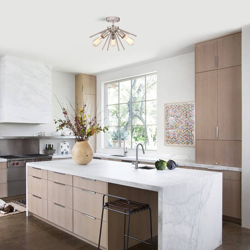 Caleb 3-Light Mid-Century Modern Sputnik Semi-Flush Mount
