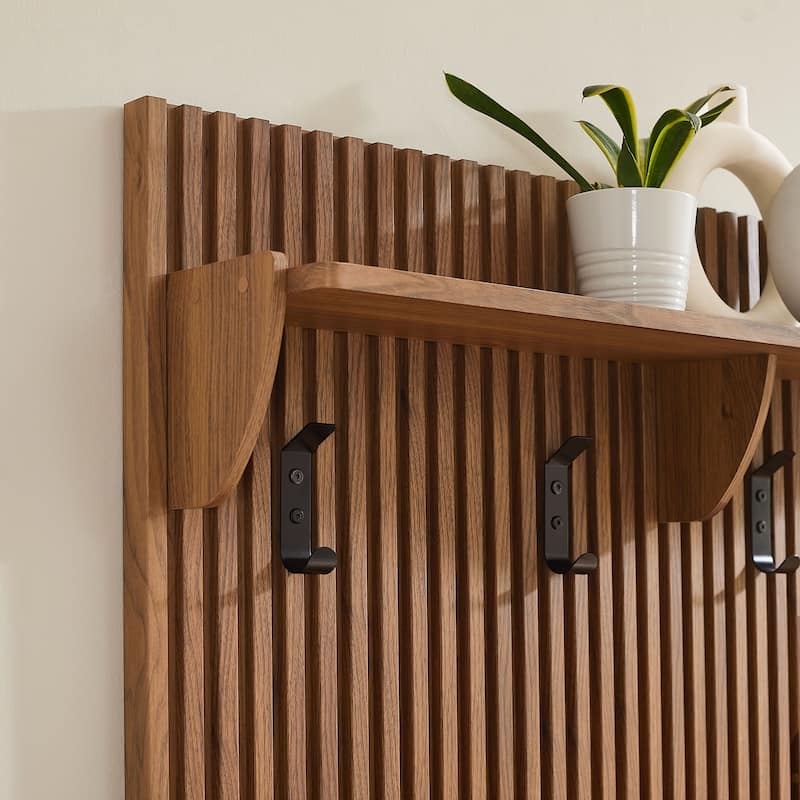 Render Fluted Coat Rack Panel With Shelf