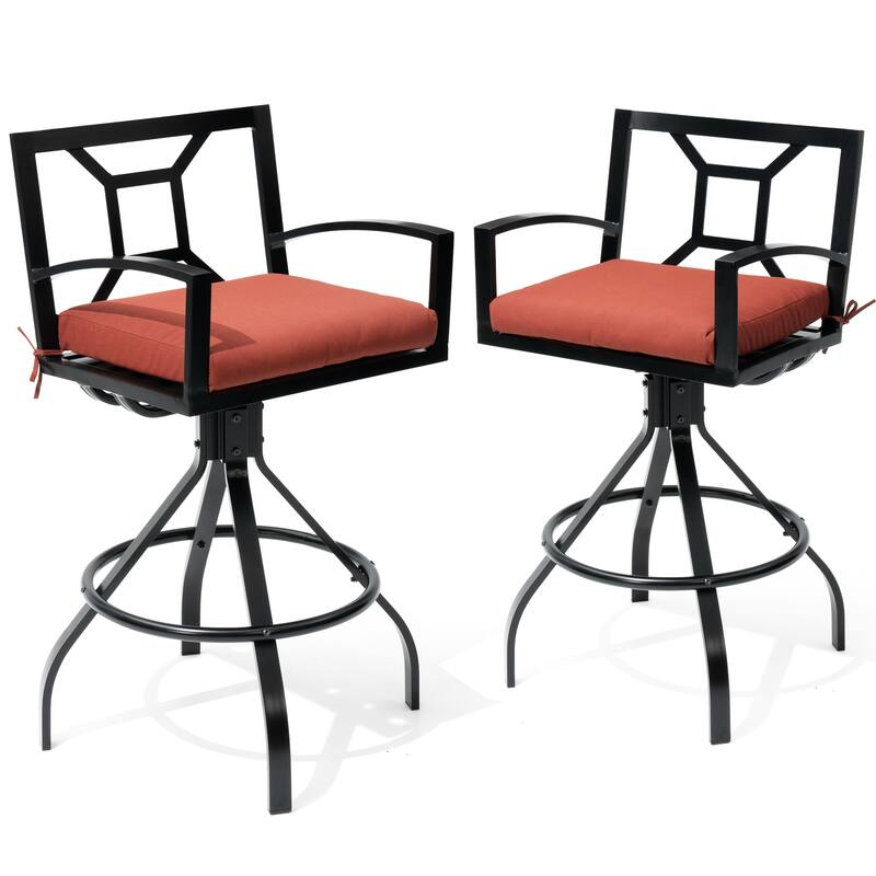 Outdoor Indoor Patio Aluminum Armrest Swivel Bar Stools with Sunbrella Fabric Cushion