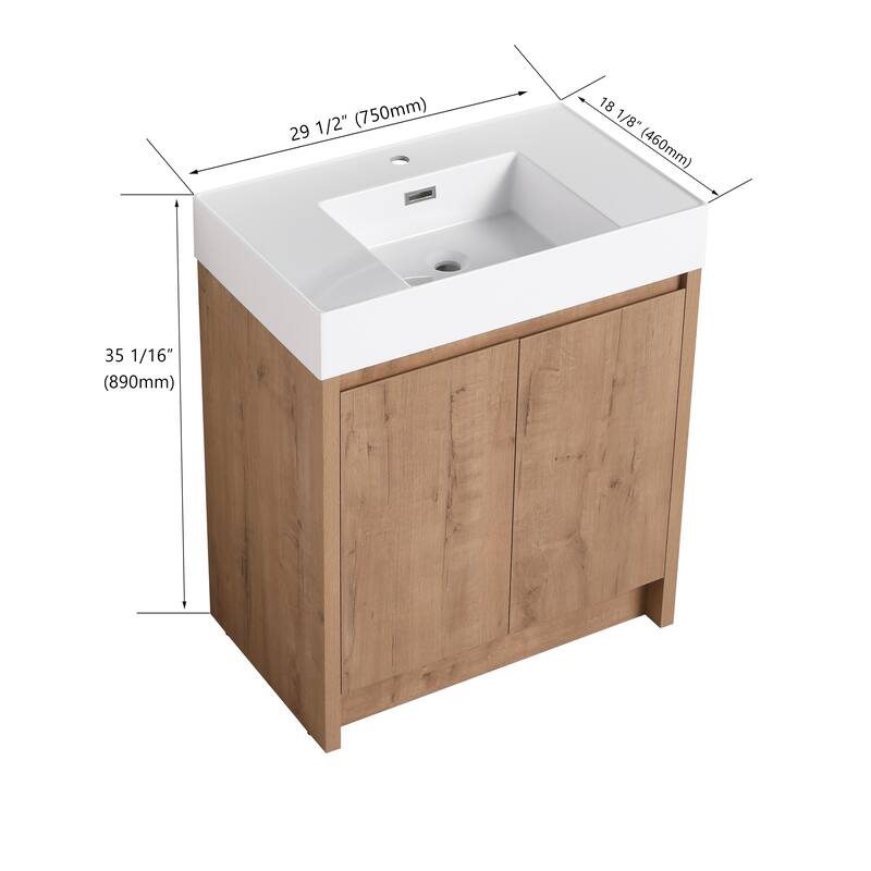 Beingnext 24"/30"/48"/60" Bathroom Vanity with Sink, Freestanding Bathroom Vanity with Soft Close Door