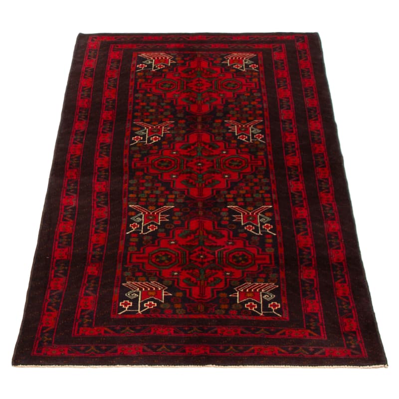 Teimani Red Rug 3'7" x 6'8" - 3'7 x 6'8
