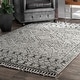 preview thumbnail 36 of 61, Nuloom Vasiliki Moroccan Shag Tasseled Area Rug 2' x 3' - Grey - Rectangle