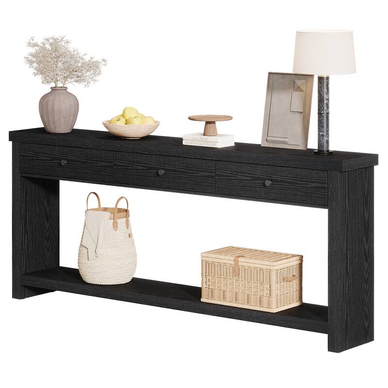 Wood Console Table Long Sofa Table with 3 Drawers, 70.9 inch Entryway Table