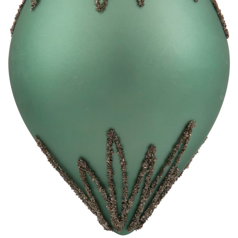 Matte Finial with Glittered Starburst Glass Christmas Ornament - 5" - Green
