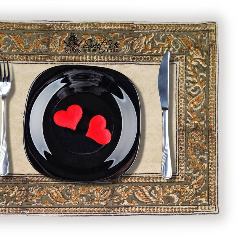 Lush Floral Block Print Vegetable Dye Cotton Table Linen Collection