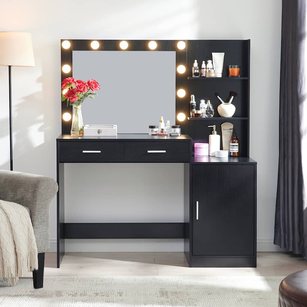 Vanity Desk with Mirror and Lights