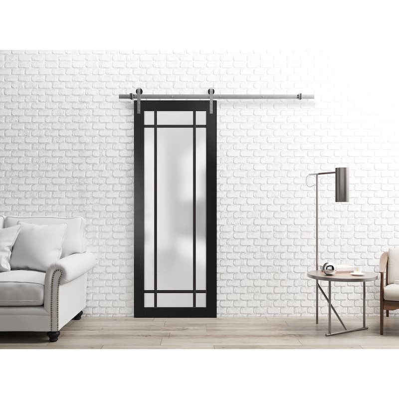 Sturdy Barn Door 18 x 80 Planum 2112 Matte Black 6.6FT