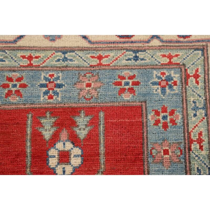 Red Kazak Oriental Area Rug Hand-Knotted Wool Carpet - 6'6" x 9'9"