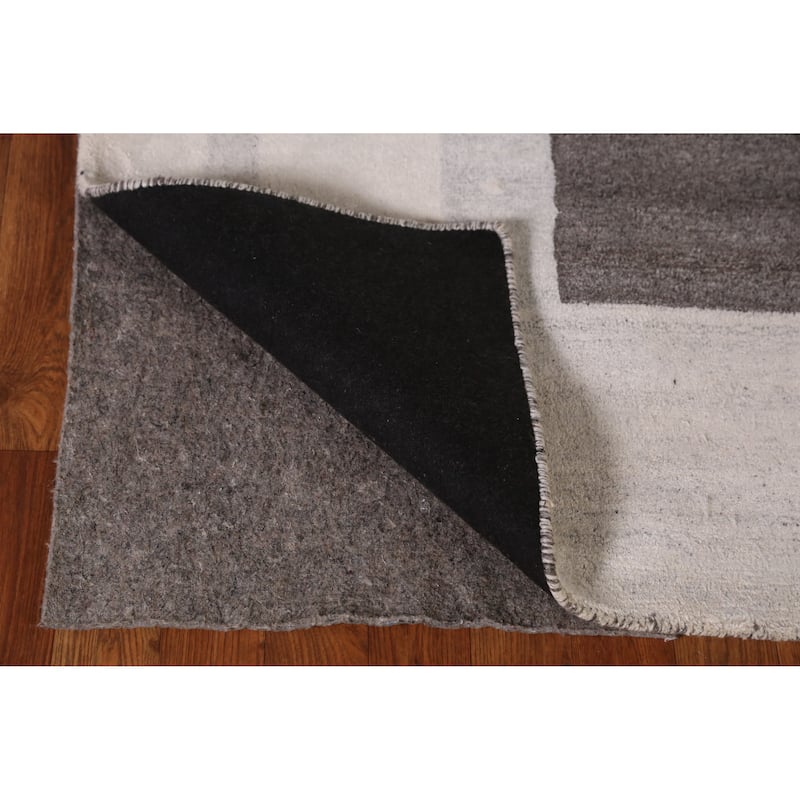 Grey Modern Indian Area Rug Handmade Wool Carpet - 5'3" x 7'7"