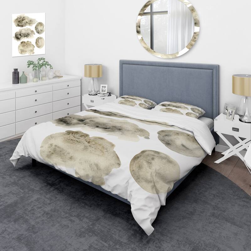 Designart 'Grey and Golden Beige Clouds II' Modern Duvet Cover Set