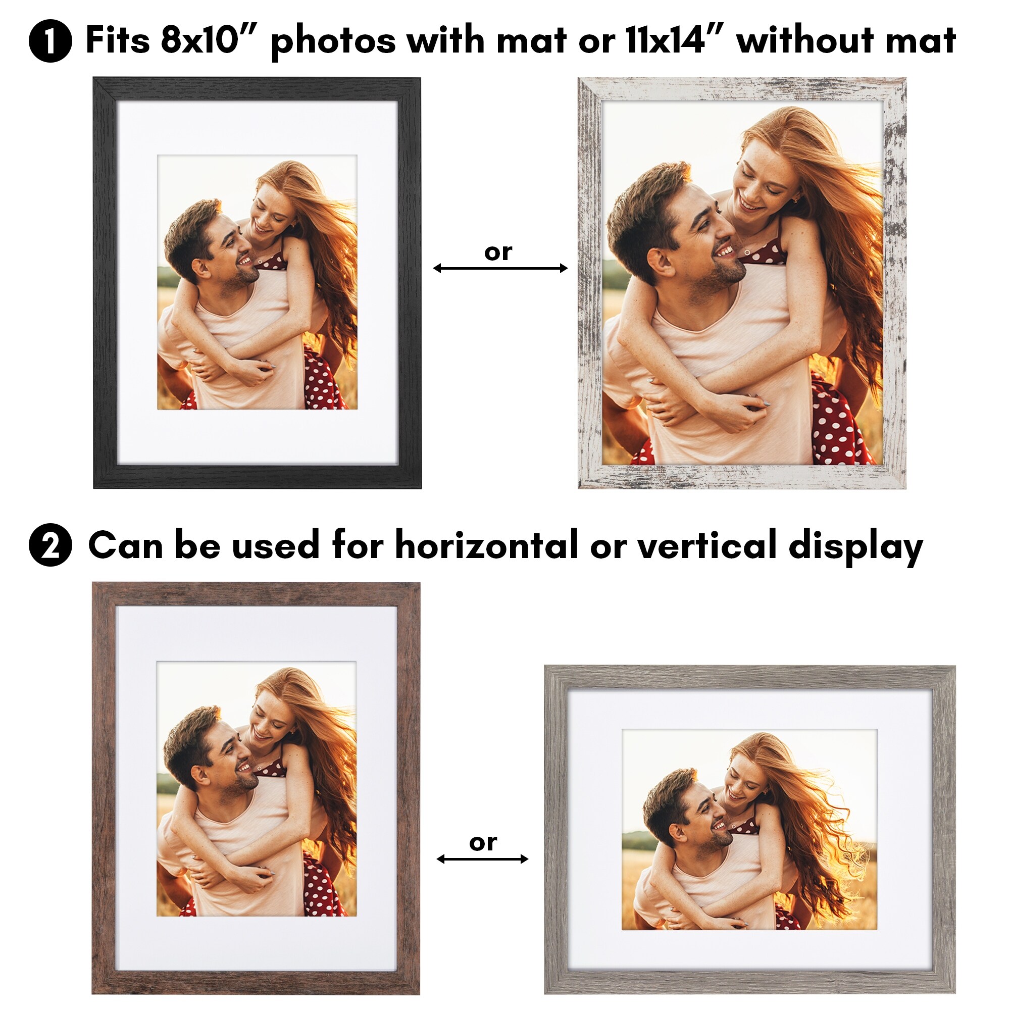 Americanflat Picture Frame Set With Mat - Ideal for Displaying Your Favorite Photos and Artwork-image