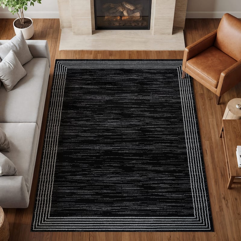 World Rug Gallery Modern Geometric Border Area Rug