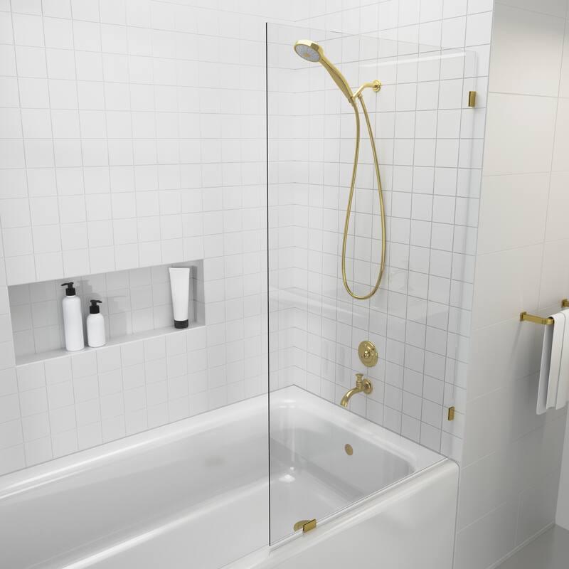 Glass Warehouse 58.25" x 22.5" Frameless Shower Bath Fixed Panel