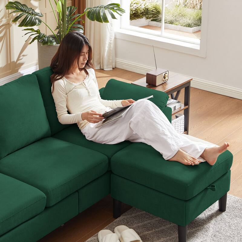 Jarenie 79.72" L Shaped Sofa with Storage Ottoman for Living Room