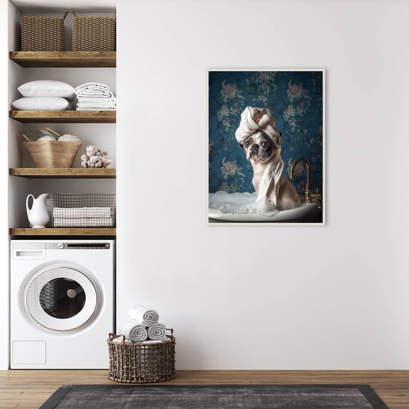 Bubble Bath Bliss by Mowzu Framed Canvas Wall Art