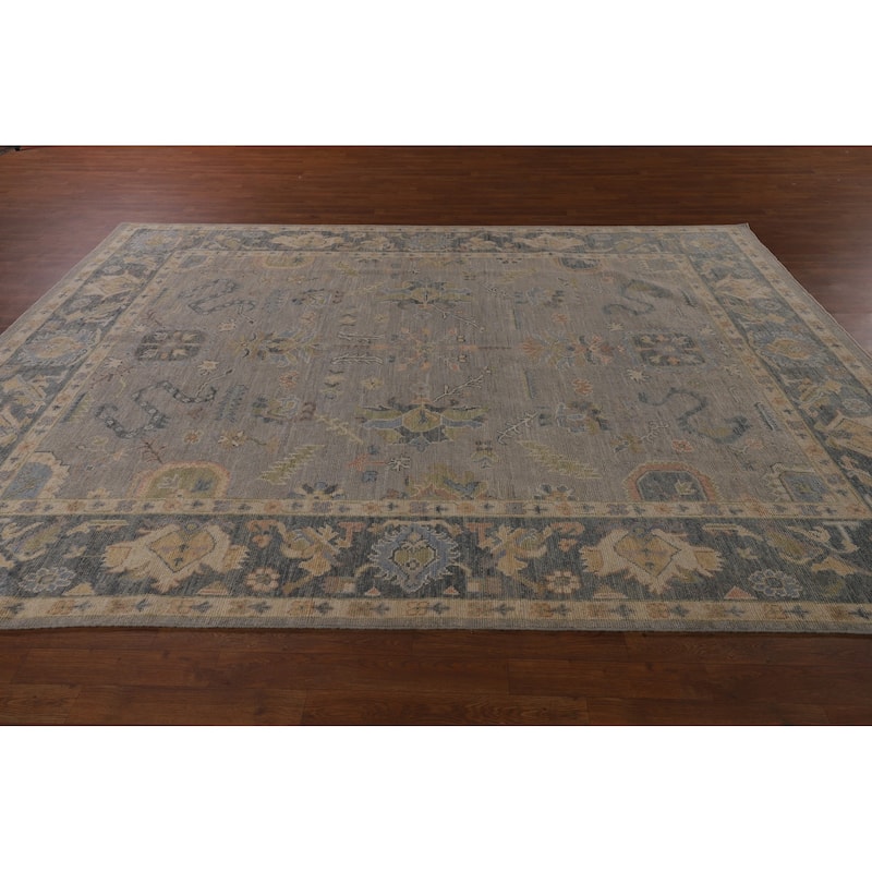Oushak Turkish Area Rug Handmade Vegetable Dye Grey Wool Carpet - 8'0"x 10'1"
