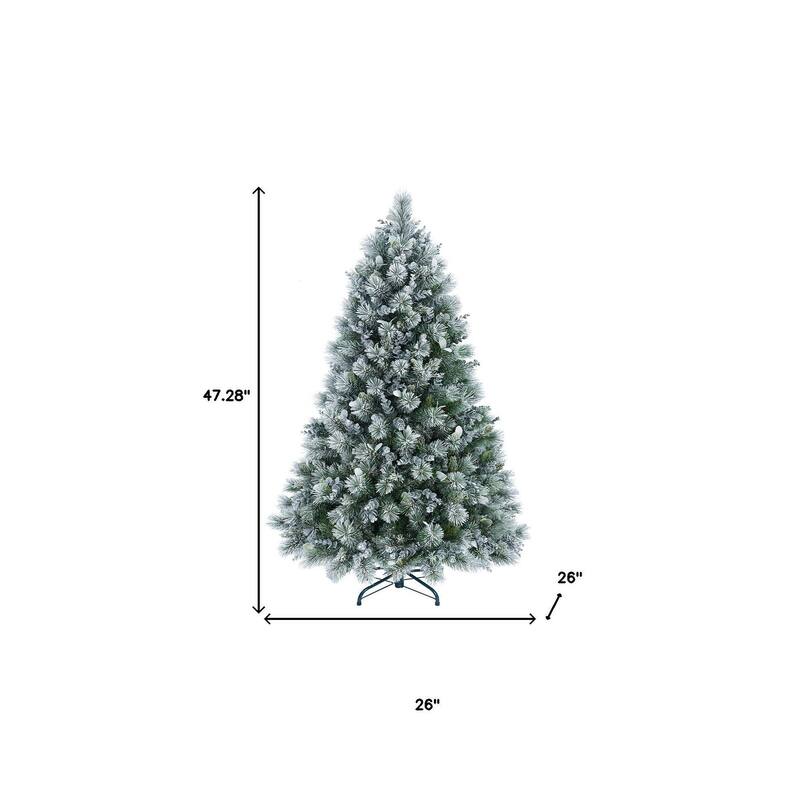 HomeRoots 4' Full Flocked Fir Christmas Tree - White - 26.00 in. x 47.28 in. x 26.00 in.