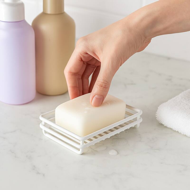 Creative Home White Powder Coated Metal Wire Soap Dish