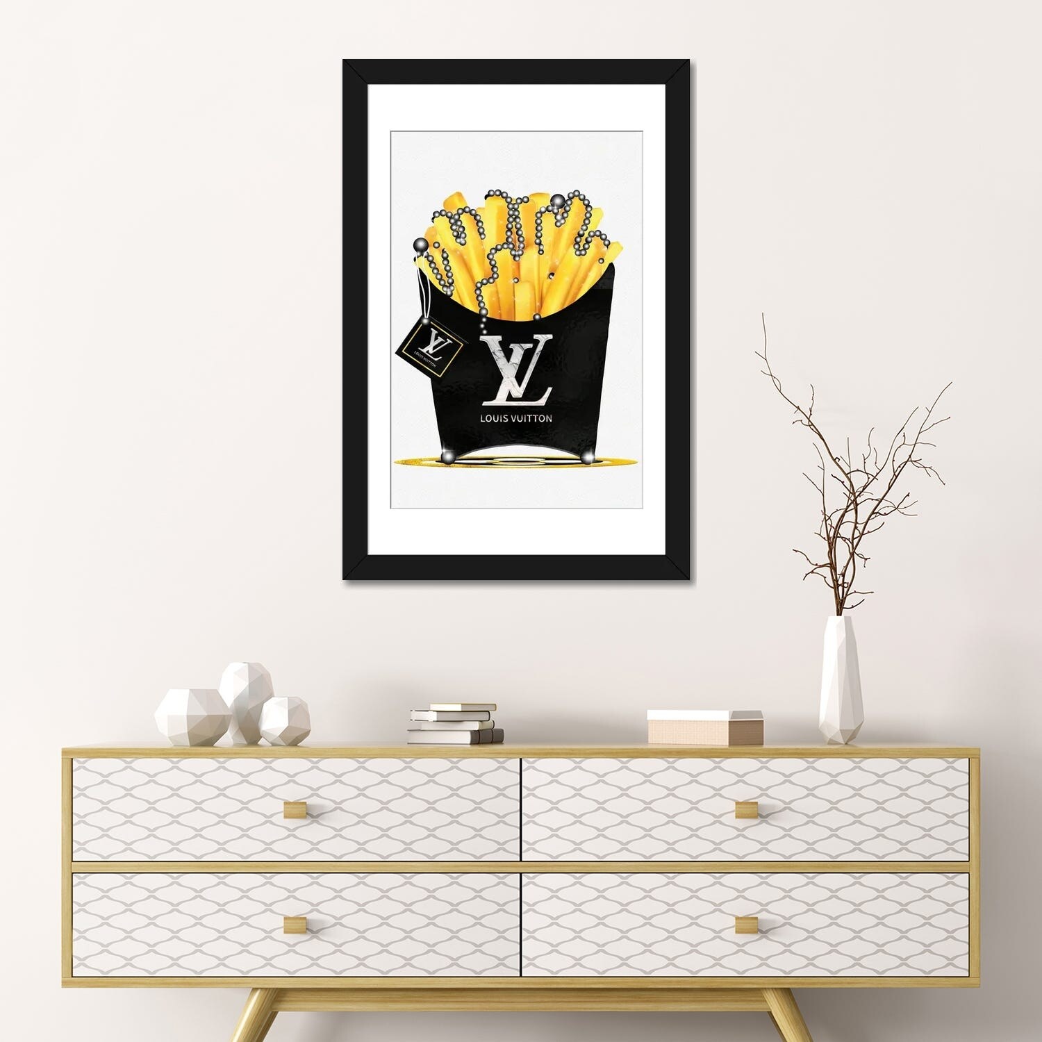 Fashion Fresh Louis Gold Fries & Pearls by Pomaikai Barron Fine Art Paper Print ( Food & Drink > International Cuisine > American Cuisine art) 