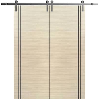 Sturdy Double Barn Door 36 x 80 with Planum 0016 Natural Veneer with 13FT