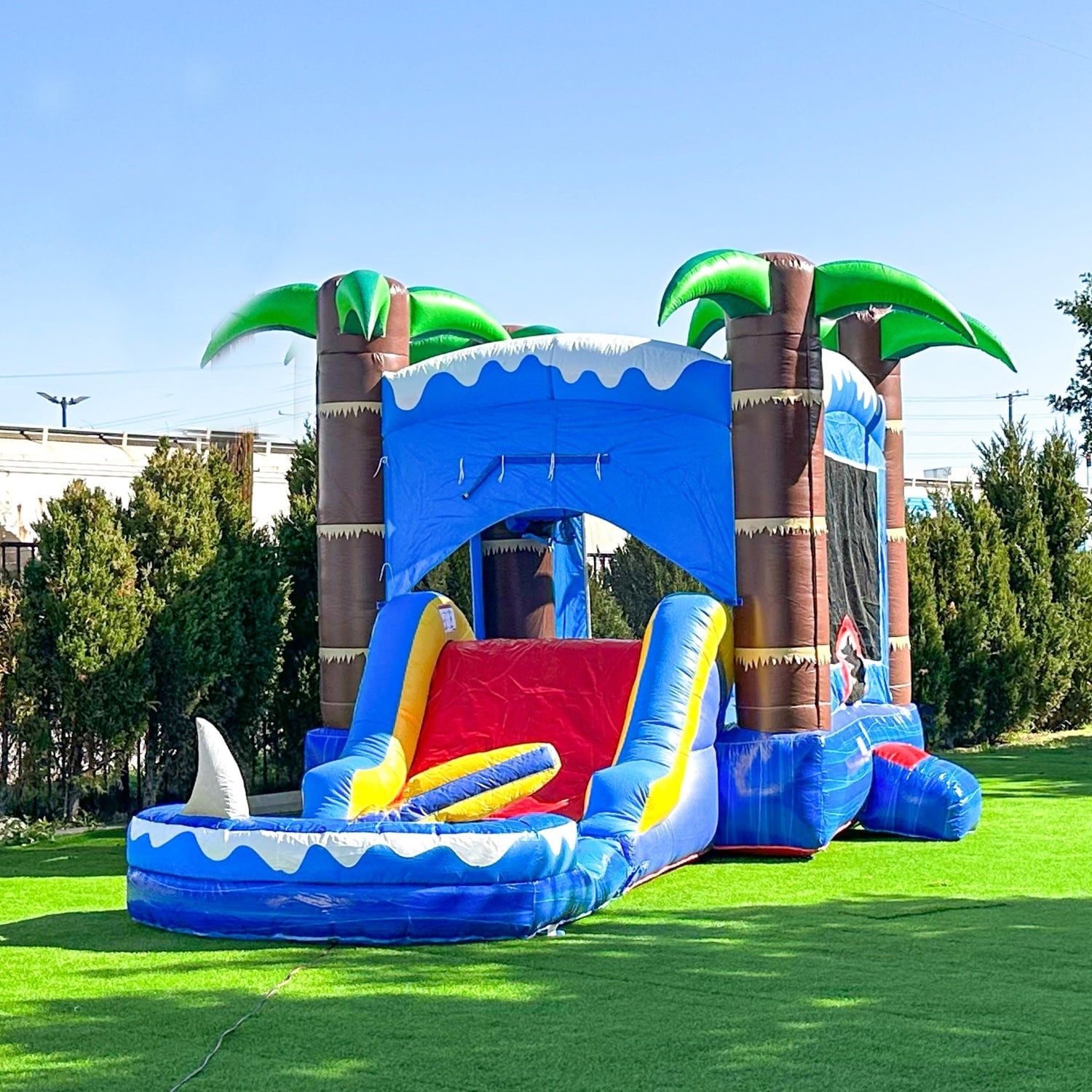 HeroKiddo Ocean Commercial Grade Inflatable Water Slide Bounce House Combo with Splash Pool (with Air Blower), Lightweight