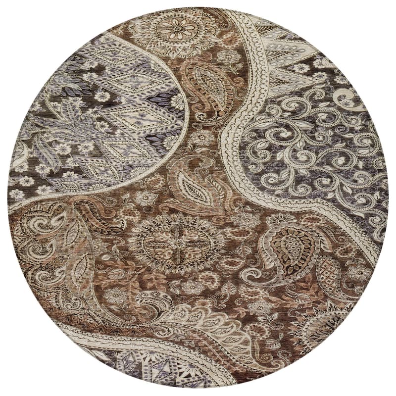 HomeRoots Floral Medallion Transitional Rectangle Outdoor Rug
