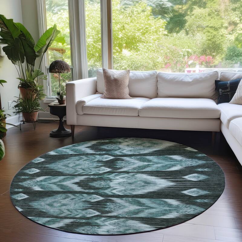 Machine Washable Indoor/ Outdoor Chantille Abstract Boho Rug