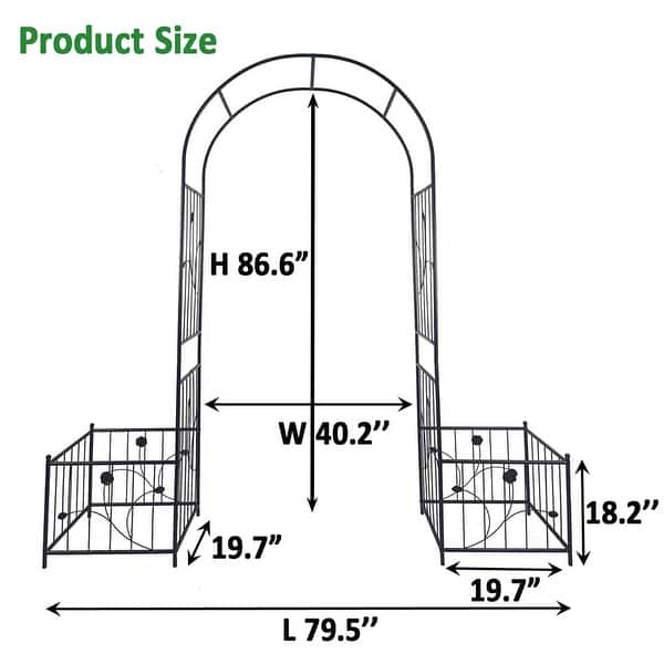 Black Metal Garden Arch with Plant Pot - Rose Trellis for Climbing ...